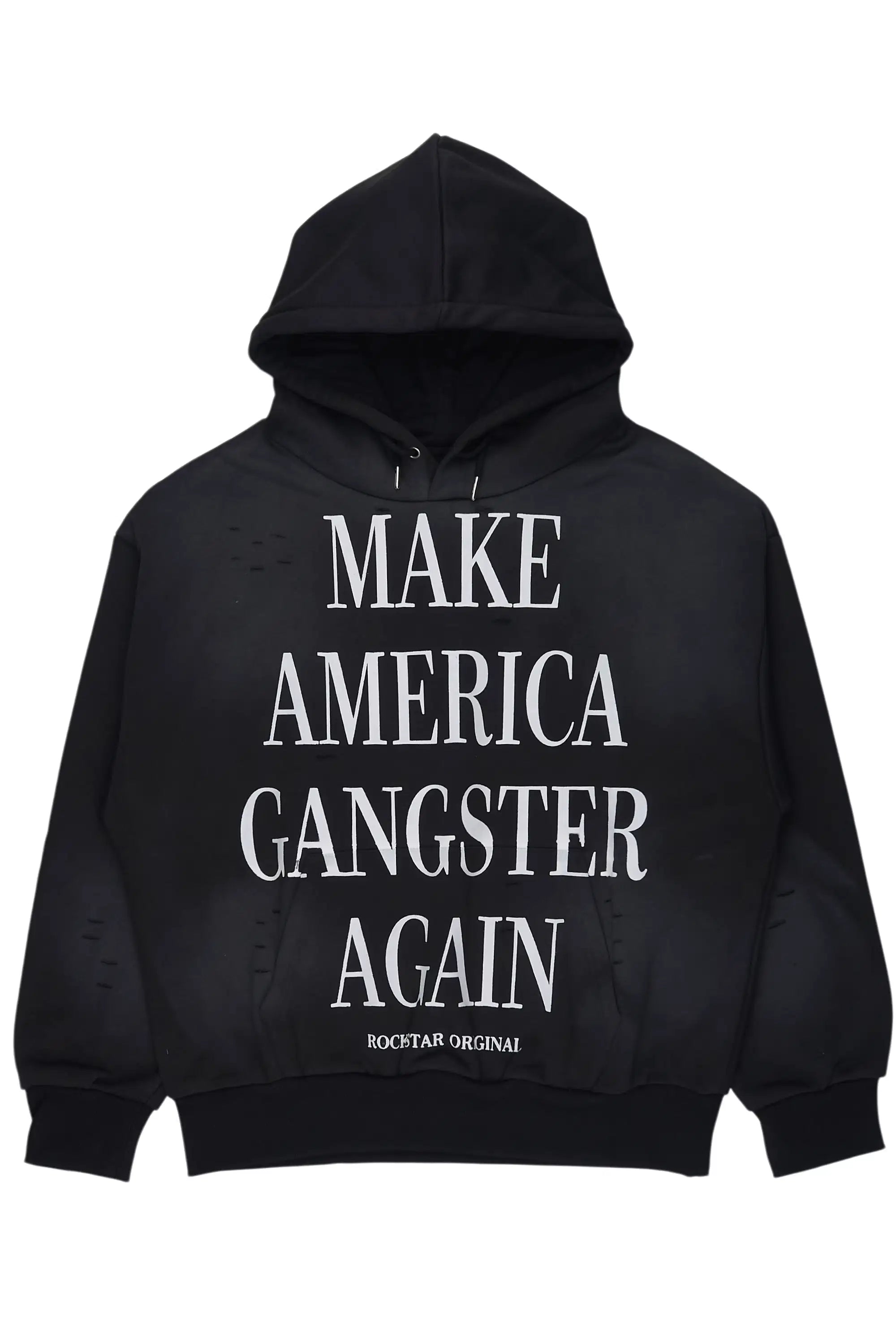 Drako Black Graphic Distressed Relaxed Hoodie - image 1