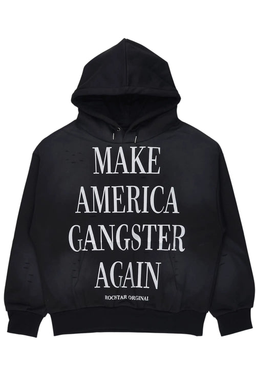 Drako Black Graphic Distressed Relaxed Hoodie - image 1