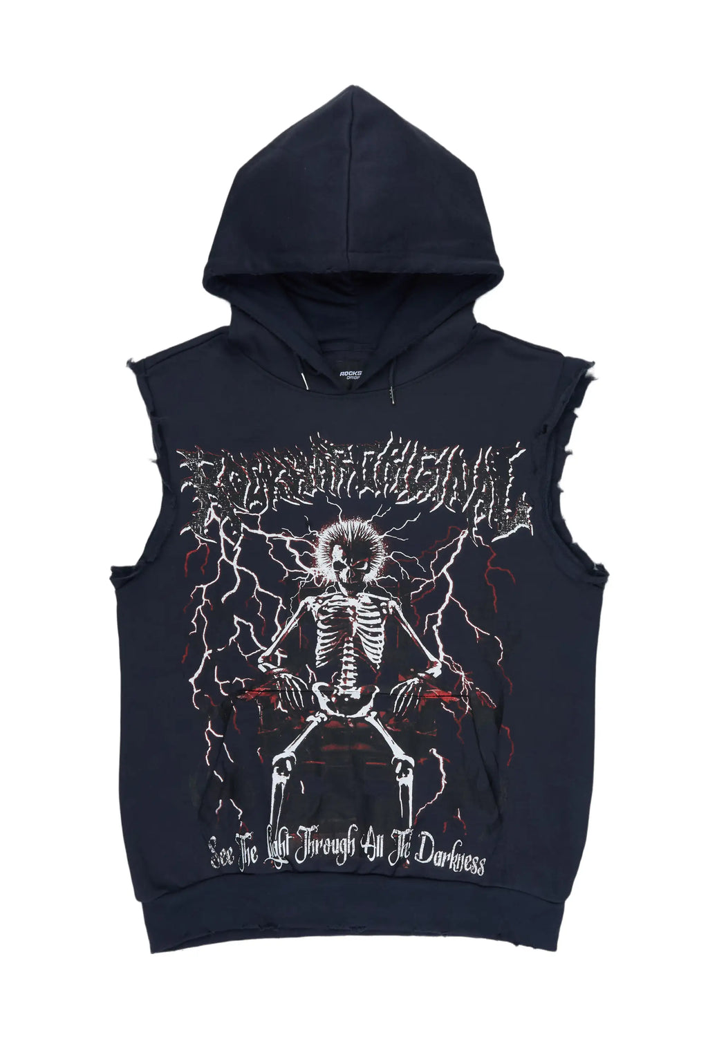 Deathrow Navy Cut Sleeve Hoodie - image 1