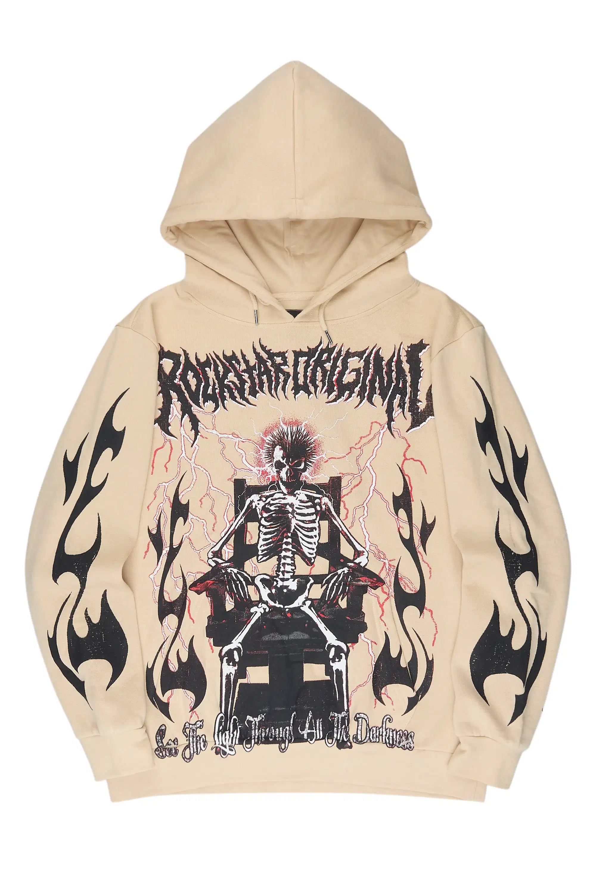 Deathrow 2.0 Beige Graphic Hoodie - image 1