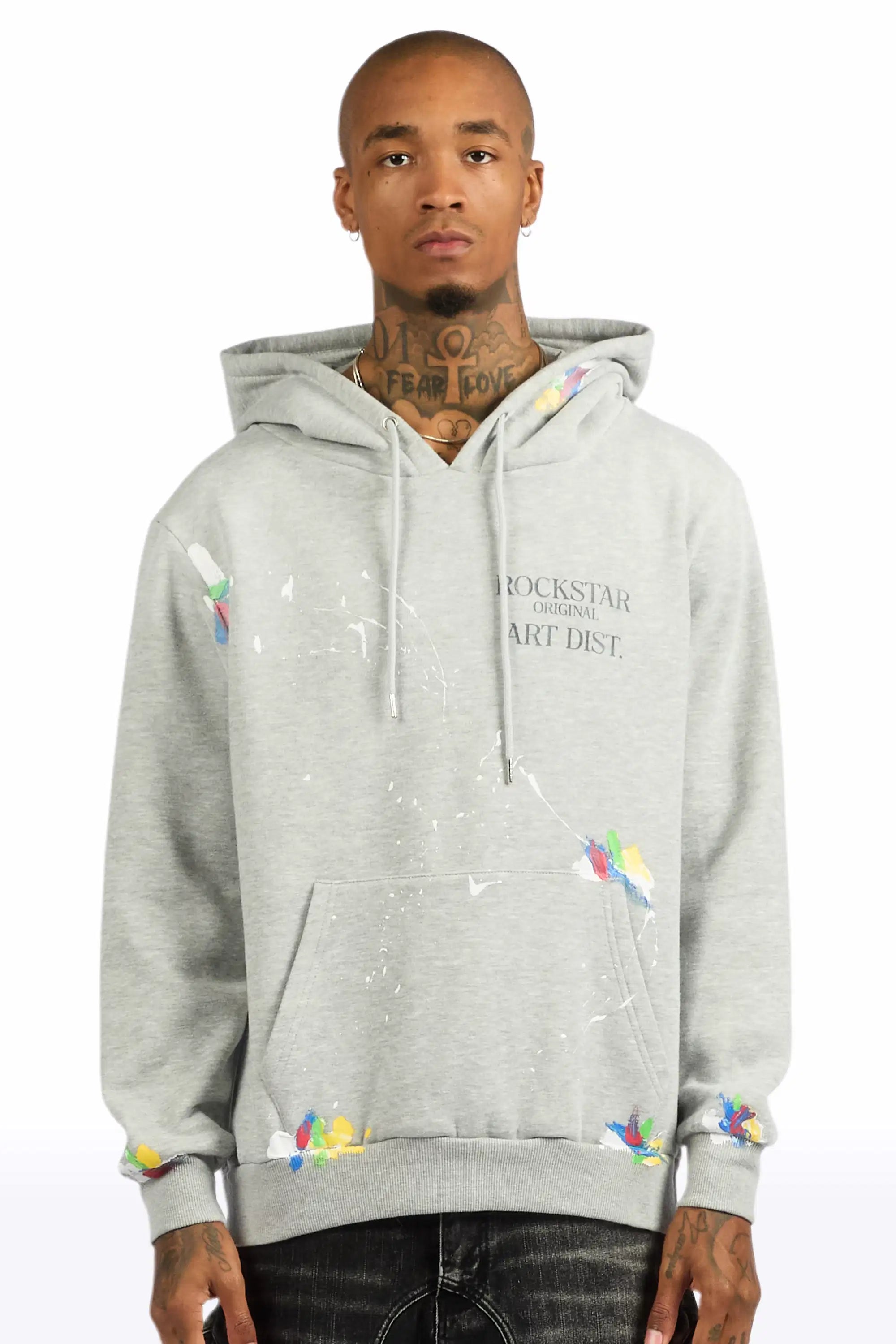 Rockstar Art Dist. Heather Grey Graphic Hoodie - image 2