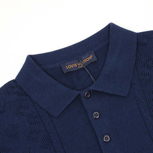 Louis Vuitton 26SS Openwork Monogram Jacquard Knit Polo Shirt