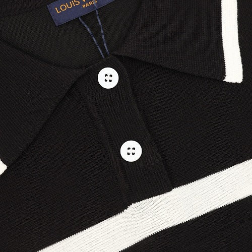Louis Vuitton Striped Signature Jacquard Knit Polo Shirt