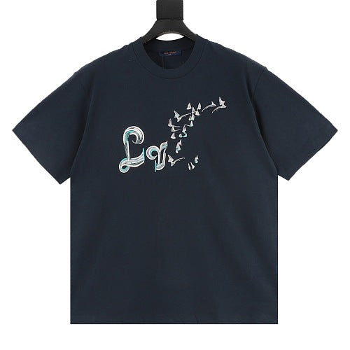 Louis Vuitton Gradient Embroidered Sailboat & Bird T-Shirt