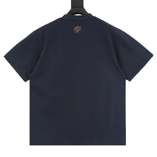 Louis Vuitton SS26 Gold Sequin Handwritten Lettering Embroidered T-Shirt