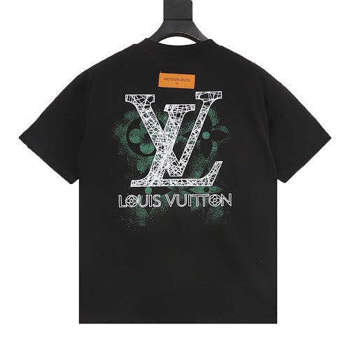 Louis Vuitton SS26 Spray Ink Monogram Linear LV Logo Embroidered T-Shirt