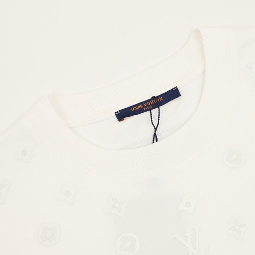 Louis Vuitton SS26 Tonal Monogram Jacquard & LV Logo Embroidered T-Shirt