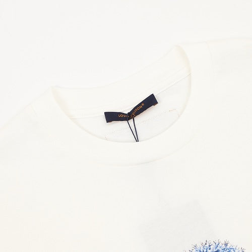 Louis Vuitton SS26 Ink Wash Blue Floral 3D LV Logo T-Shirt