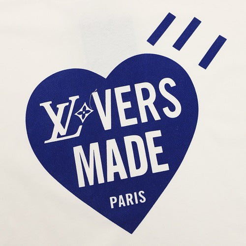 Louis Vuitton Heart Flocked Letter & Portrait Print Short-Sleeve T-Shir